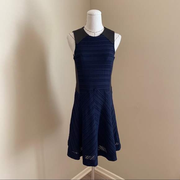 Rag & Bone Basha Leather Trim Dress Indigo - Picture 2 of 13